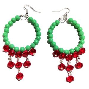 Red Crystal and Beads Hanging Earring