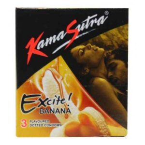 KamaSutra Excite Banana Flavoured Condoms Dotted 3 pcs