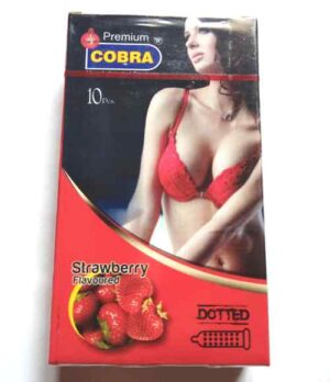 Cobra Premium Strawberry Flavoured Dotted Condoms 10 nos